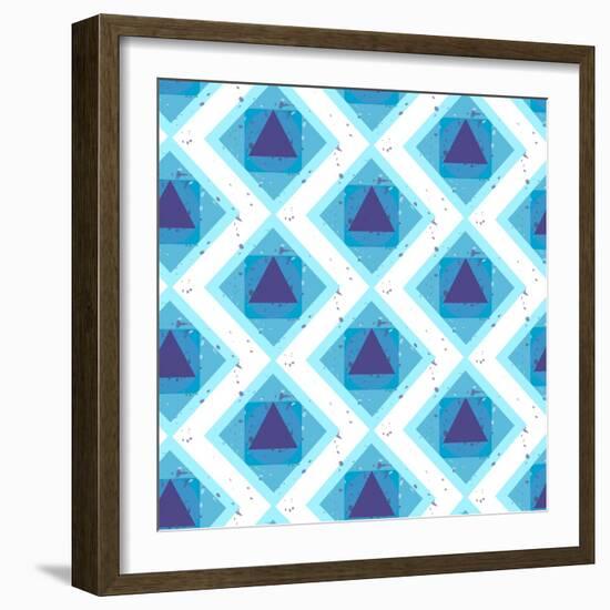 Grunge Colorful Abstract Geometric Seamless Pattern. Vector-BarsRsind-Framed Art Print