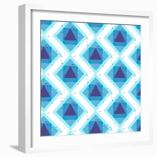 Grunge Colorful Abstract Geometric Seamless Pattern. Vector-BarsRsind-Framed Art Print