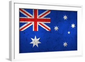 Grunge Dirty And Weathered Australian Flag-Geschaft-Framed Art Print