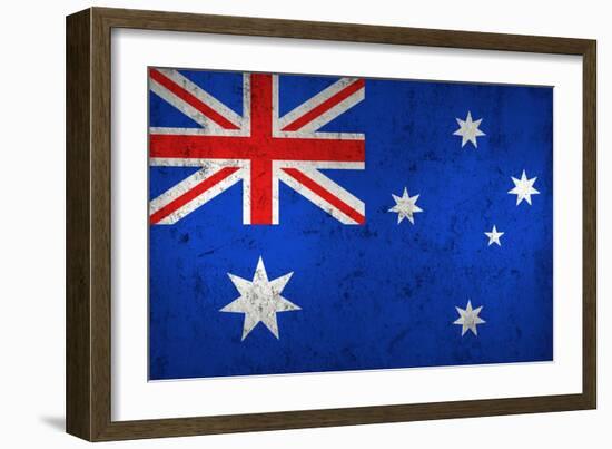 Grunge Dirty And Weathered Australian Flag-Geschaft-Framed Art Print