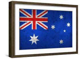 Grunge Dirty And Weathered Australian Flag-Geschaft-Framed Art Print