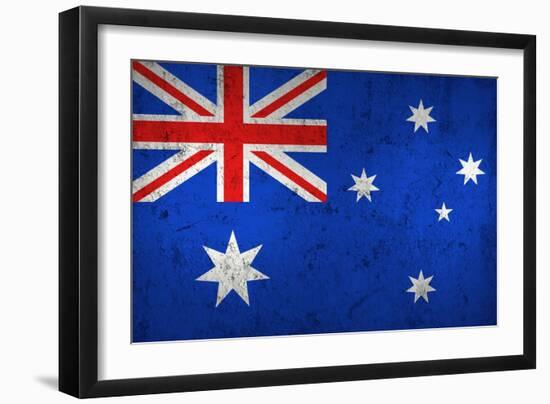 Grunge Dirty And Weathered Australian Flag-Geschaft-Framed Art Print