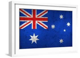 Grunge Dirty And Weathered Australian Flag-Geschaft-Framed Art Print