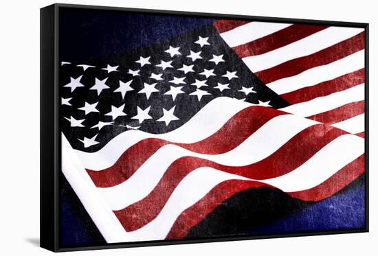 Grunge Distressed Aged Old Usa Flag for Memorial Day, D-Day 6 June 1944, 70Th Anniversary Wwii, or-Milleflore Images-Framed Stretched Canvas