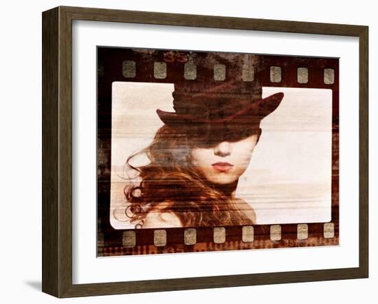 Grunge Film Frame. Retro Shot. Fashion Art Photo-dpaint-Framed Art Print