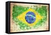 Grunge Flag Of Brazil On Wooden Texture-donatas1205-Framed Stretched Canvas