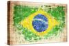 Grunge Flag Of Brazil On Wooden Texture-donatas1205-Stretched Canvas
