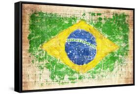 Grunge Flag Of Brazil On Wooden Texture-donatas1205-Framed Stretched Canvas