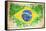 Grunge Flag Of Brazil On Wooden Texture-donatas1205-Framed Stretched Canvas