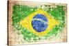 Grunge Flag Of Brazil On Wooden Texture-donatas1205-Stretched Canvas