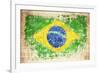 Grunge Flag Of Brazil On Wooden Texture-donatas1205-Framed Photographic Print