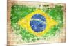 Grunge Flag Of Brazil On Wooden Texture-donatas1205-Mounted Photographic Print