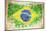 Grunge Flag Of Brazil On Wooden Texture-donatas1205-Mounted Photographic Print