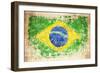 Grunge Flag Of Brazil On Wooden Texture-donatas1205-Framed Photographic Print