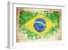 Grunge Flag Of Brazil On Wooden Texture-donatas1205-Framed Photographic Print