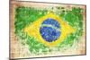 Grunge Flag Of Brazil On Wooden Texture-donatas1205-Mounted Photographic Print