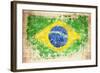 Grunge Flag Of Brazil On Wooden Texture-donatas1205-Framed Photographic Print