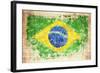 Grunge Flag Of Brazil On Wooden Texture-donatas1205-Framed Photographic Print