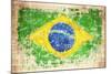 Grunge Flag Of Brazil On Wooden Texture-donatas1205-Mounted Photographic Print