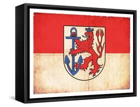 Grunge Flag Of Duesseldorf (North Rhine-Westphalia, Germany)-cmfotoworks-Framed Stretched Canvas