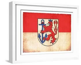 Grunge Flag Of Duesseldorf (North Rhine-Westphalia, Germany)-cmfotoworks-Framed Art Print
