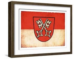 Grunge Flag of Regensburg (Bavaria, Germany)-cmfotoworks-Framed Art Print