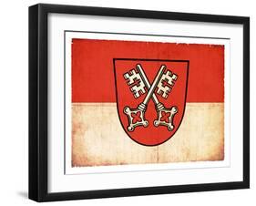 Grunge Flag of Regensburg (Bavaria, Germany)-cmfotoworks-Framed Art Print