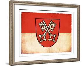 Grunge Flag of Regensburg (Bavaria, Germany)-cmfotoworks-Framed Art Print