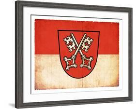 Grunge Flag of Regensburg (Bavaria, Germany)-cmfotoworks-Framed Art Print