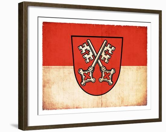 Grunge Flag of Regensburg (Bavaria, Germany)-cmfotoworks-Framed Art Print