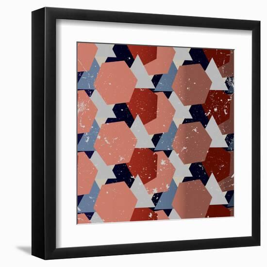 Grunge Geometric Background. Vector Illustration-Veronika M-Framed Art Print
