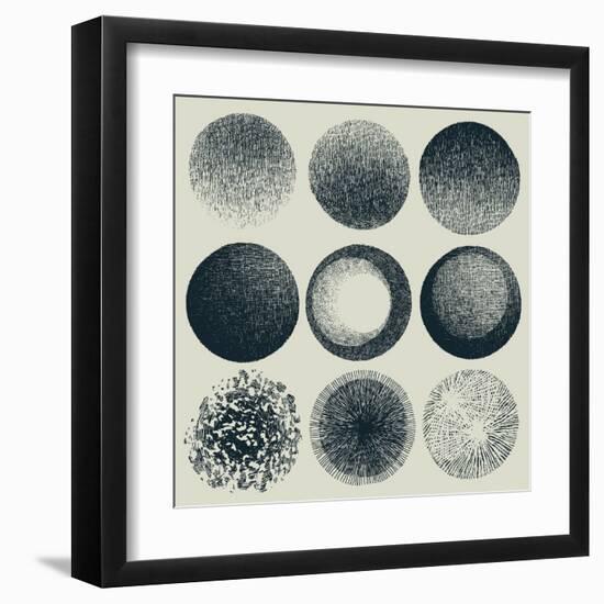 Grunge Halftone Drawing Textures Set. Vector Illustration-jumpingsack-Framed Art Print