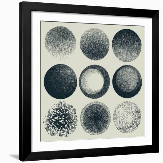 Grunge Halftone Drawing Textures Set. Vector Illustration-jumpingsack-Framed Art Print