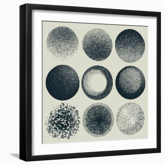 Grunge Halftone Drawing Textures Set. Vector Illustration-jumpingsack-Framed Art Print