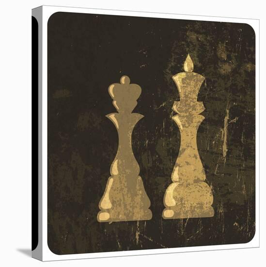 Grunge Illustration Of King And Queen Chess Figures-pashabo-Stretched Canvas