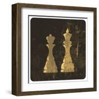 Grunge Illustration Of King And Queen Chess Figures-pashabo-Framed Art Print