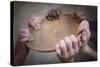 Grunge Image of Many Hands Holding an Empty Bowl-soupstock-Stretched Canvas