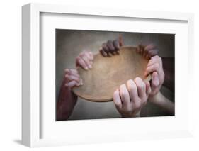 Grunge Image of Many Hands Holding an Empty Bowl-soupstock-Framed Photographic Print