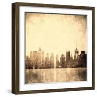 Grunge Image Of New York Skyline-javarman-Framed Art Print