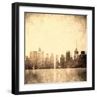 Grunge Image Of New York Skyline-javarman-Framed Art Print