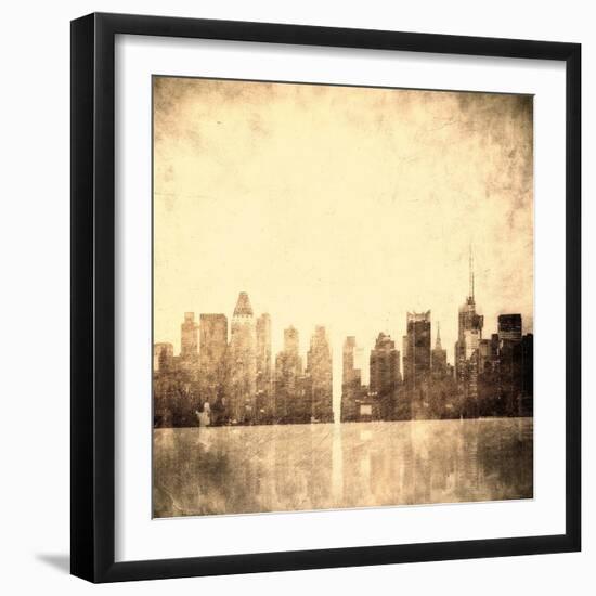 Grunge Image Of New York Skyline-javarman-Framed Art Print