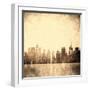 Grunge Image Of New York Skyline-javarman-Framed Art Print