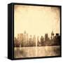 Grunge Image Of New York Skyline-javarman-Framed Stretched Canvas