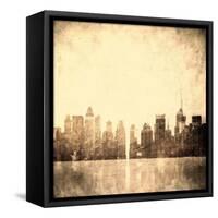 Grunge Image Of New York Skyline-javarman-Framed Stretched Canvas