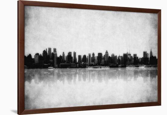 Grunge Image Of New York Skyline-javarman-Framed Art Print