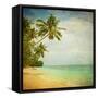 Grunge Image Of Tropical Beach-javarman-Framed Stretched Canvas