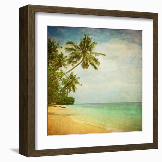 Grunge Image Of Tropical Beach-javarman-Framed Art Print