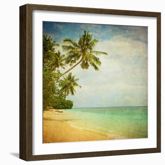 Grunge Image Of Tropical Beach-javarman-Framed Art Print