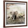 Grunge Image of Walking Elephants-Svetlana Foote-Framed Photographic Print