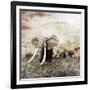 Grunge Image of Walking Elephants-Svetlana Foote-Framed Photographic Print